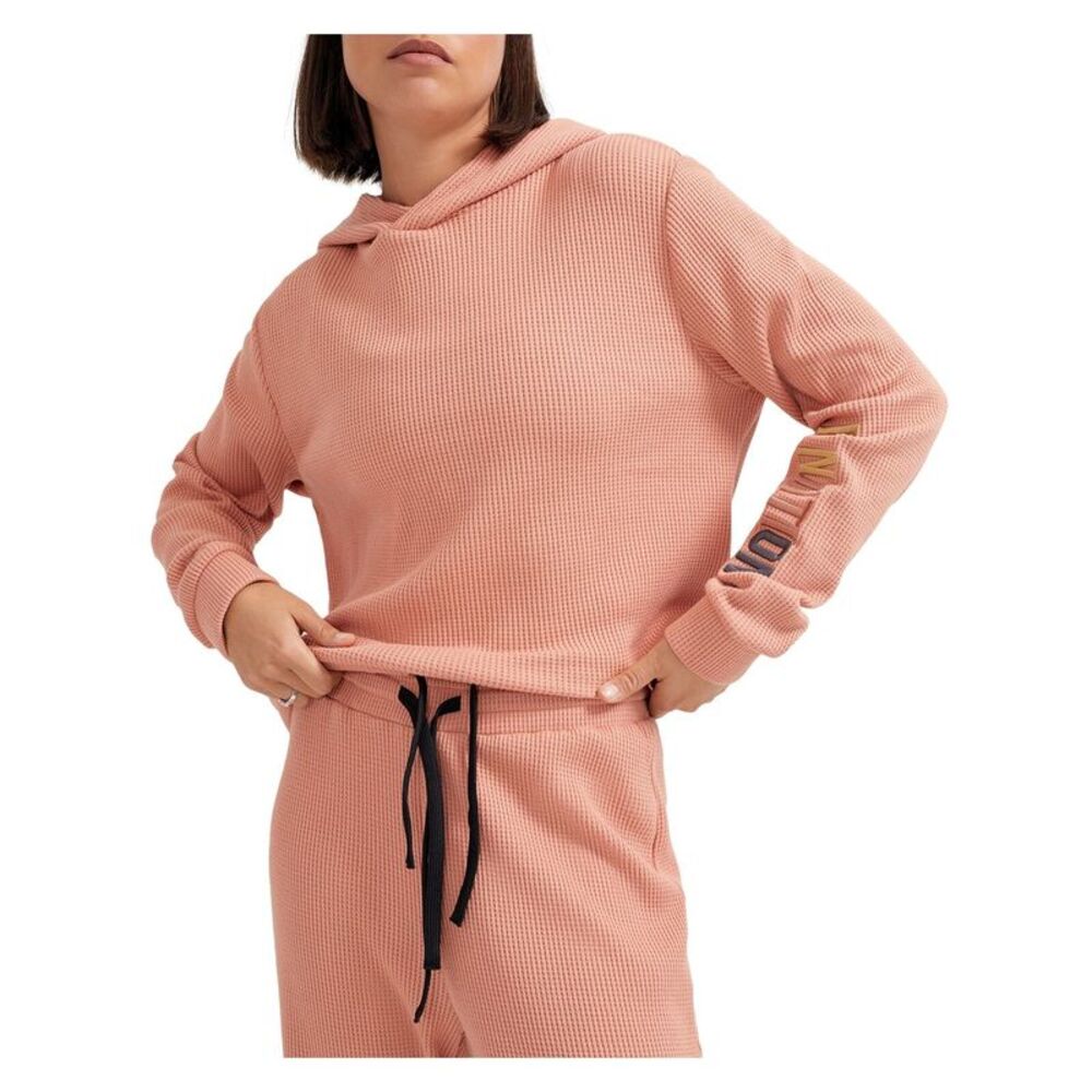 P. E NATION Womens Coral Textured Drawsting Waist Long Sleeve Hoodie Top XL